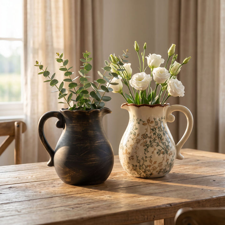 Eleganter Keramikkrug mit floralen Mustern Karnz