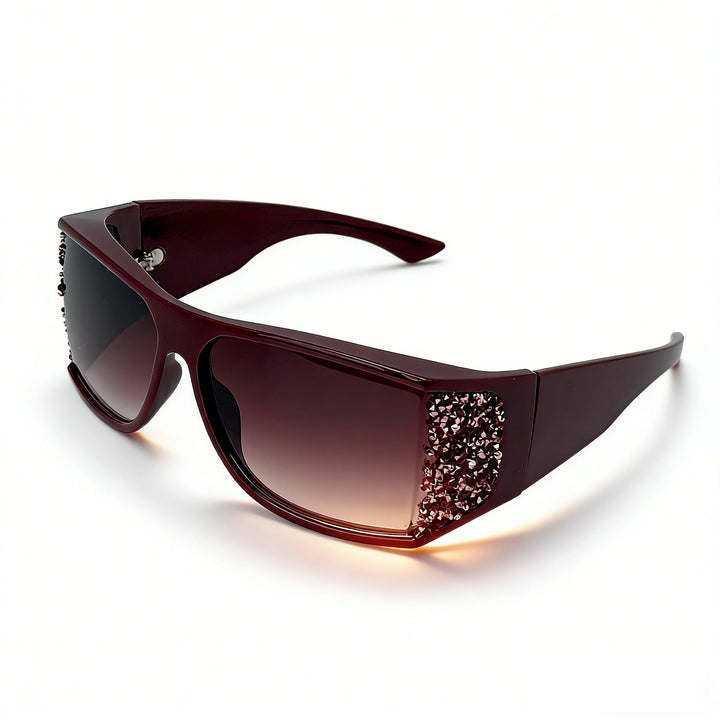 Damen Sportliche Sonnenbrille mit funkelnden Applikationen Karnz