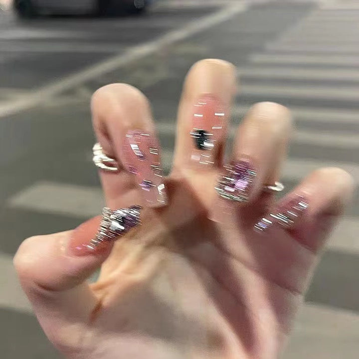 Glitzernde mit Strass verziert Press-On Nagel Set