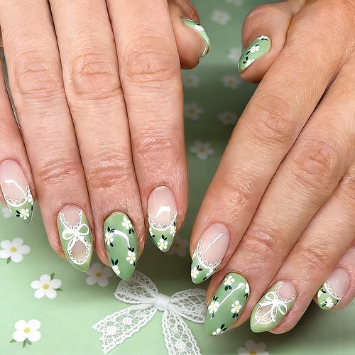 Blumen Spitze Design Press-On Nägel Karnz