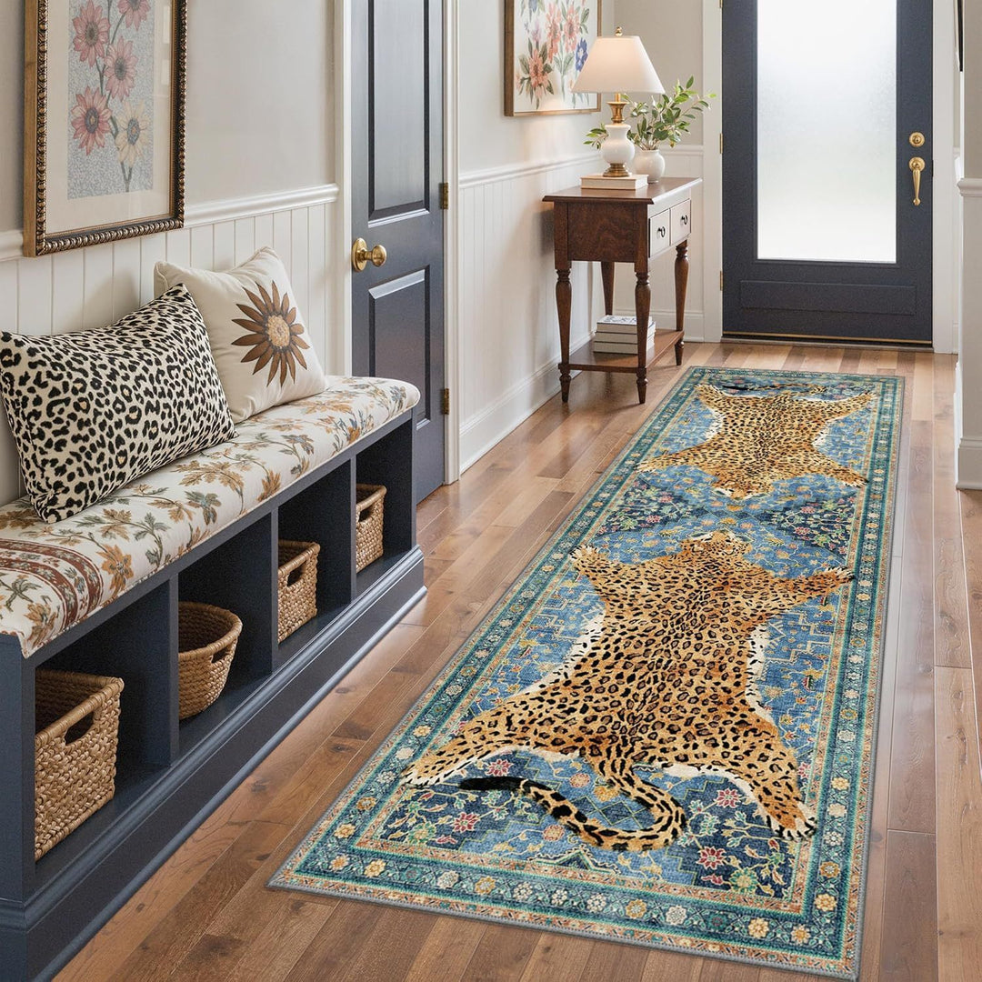 Stylischer Leopardenmuster-Läufer Teppich