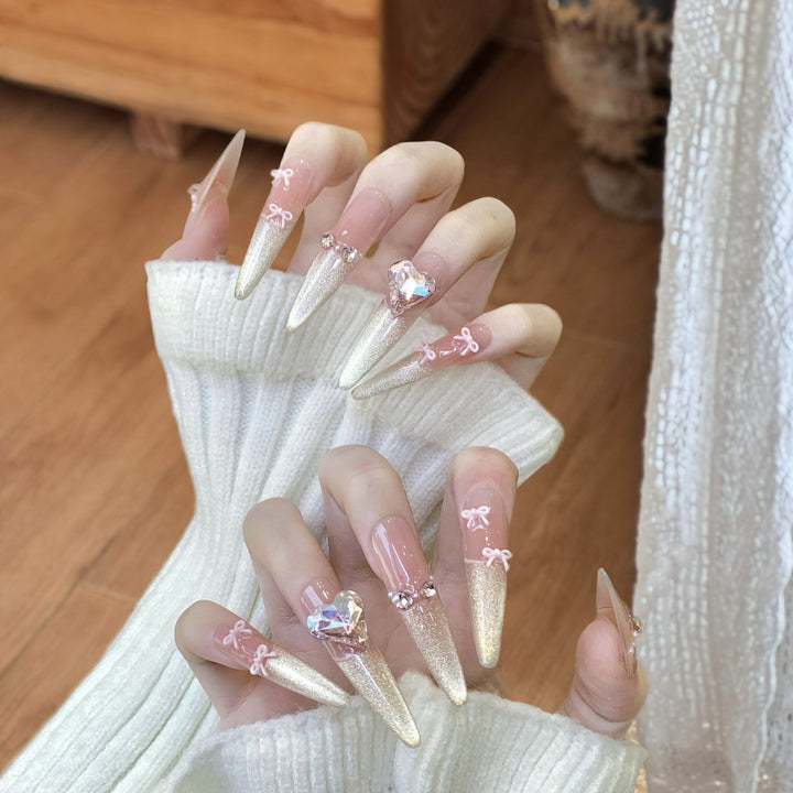Elegante Glänzende Press-On Nagelset  1791774068