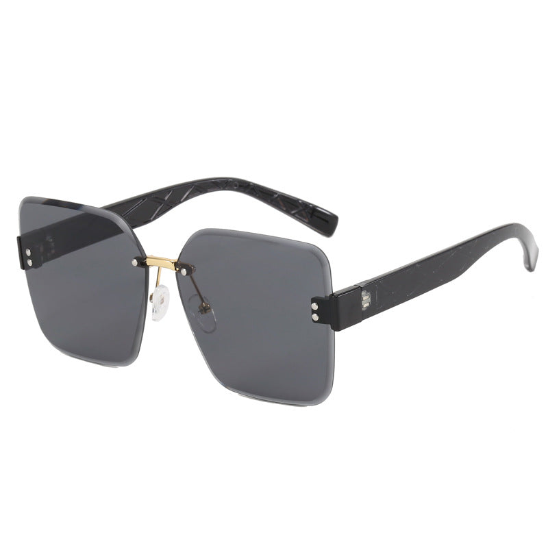 Damen oversized quadratische Sonnenbrille mit modischem Dekor Karnz