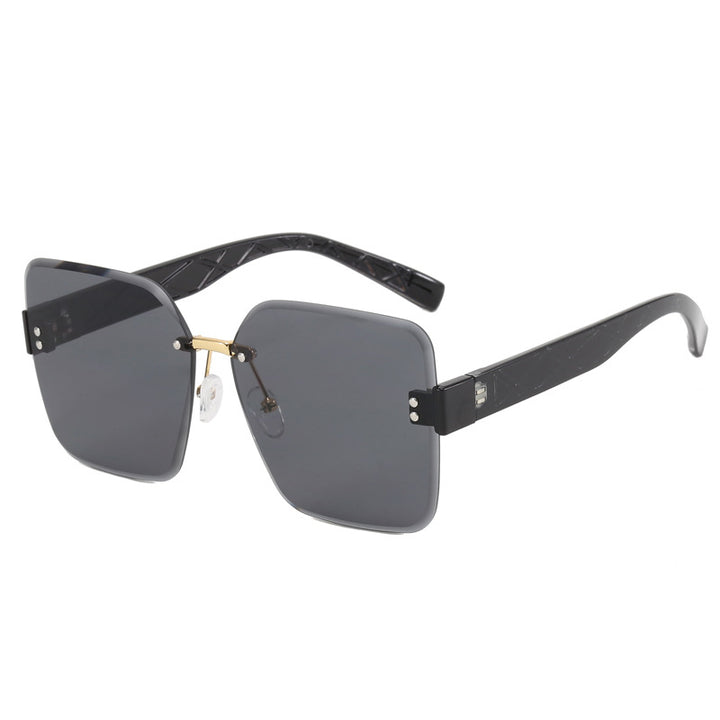 Damen oversized quadratische Sonnenbrille mit modischem Dekor Karnz