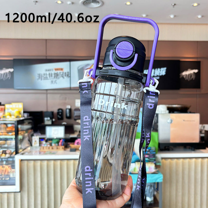 Damen große transparente Trinkflasche mit integriertem Tragegriff Karnz