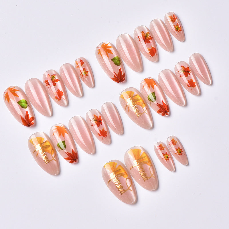 Herbstlaub-inspiriertes Press-On-Nagelset