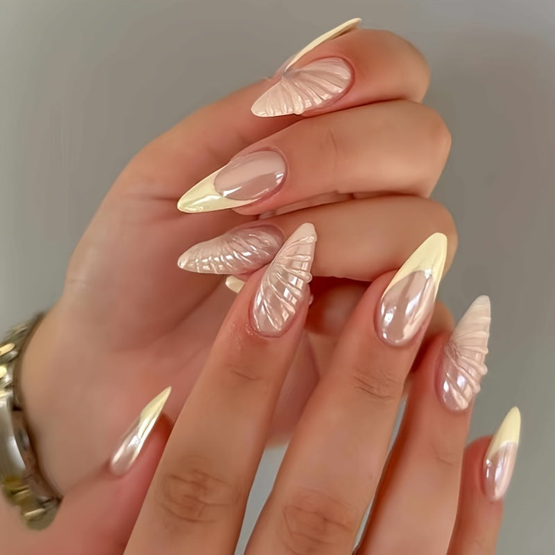 Skulptiertes mandelförmiges Press-On-Fingernagel-Set Karnz