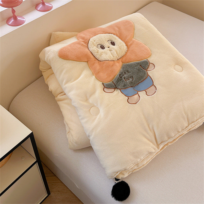 Plüsch Applikation Teddy Mikrofaser Bettbezug Set