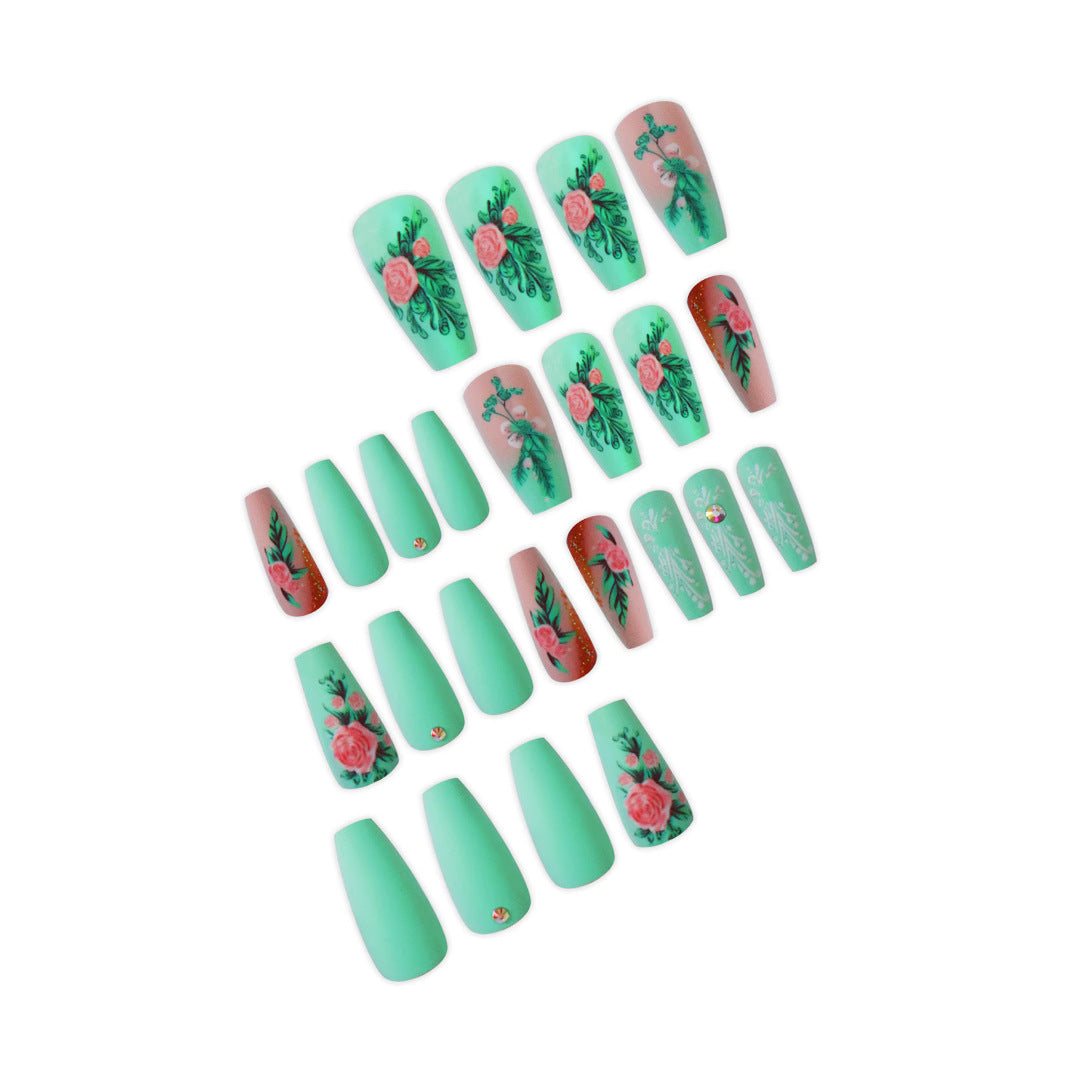 Blumig verziertes Press-On Nail Set Karnz