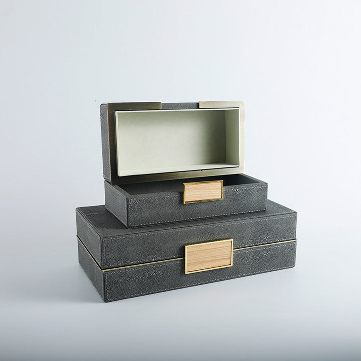 Dekorative Aufbewahrungsboxen mit stilvollem Webdetail