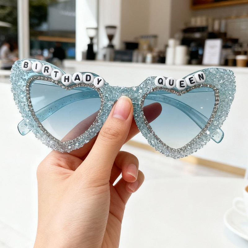 Rhinestone-beschmückte Herz-Sonnenbrille Karnz