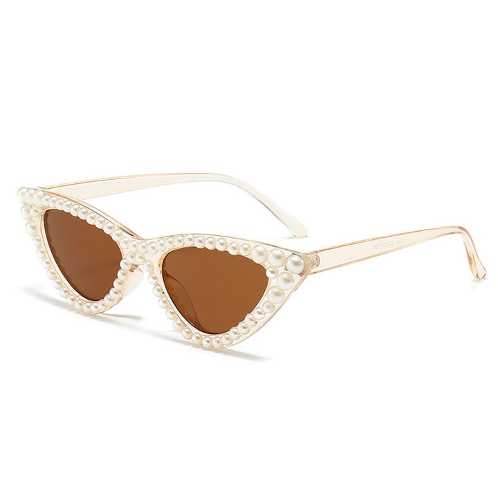 Cat-Eye Sonnenbrille mit Perlenakzenten