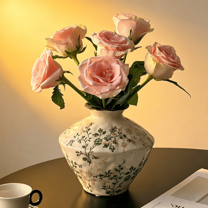 Blumenmuster Dekorative Keramikwasserflasche