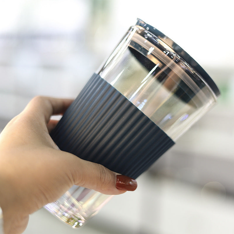 Damen multifunktionale Trinkbecher mit integriertem Silikonüberzug und hygienischem Deckel Karnz