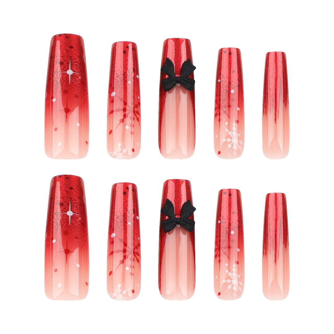 Künstliche Acryl-Nägel mit Glitzer- und Weihnachtsdesign Karnz