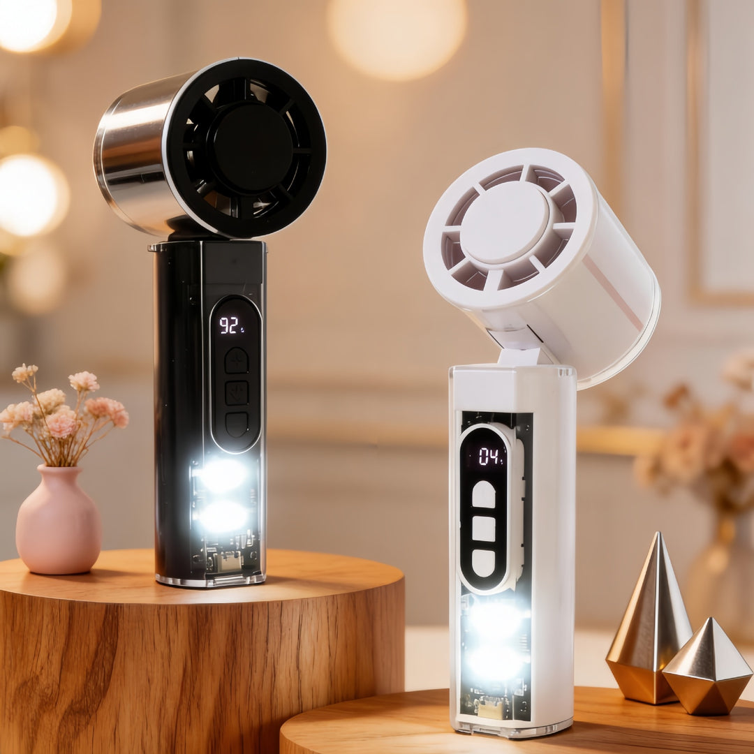 Damen Tragbarer Mini-Ventilator mit LED-Anzeige und USB-Ladefunktion Karnz