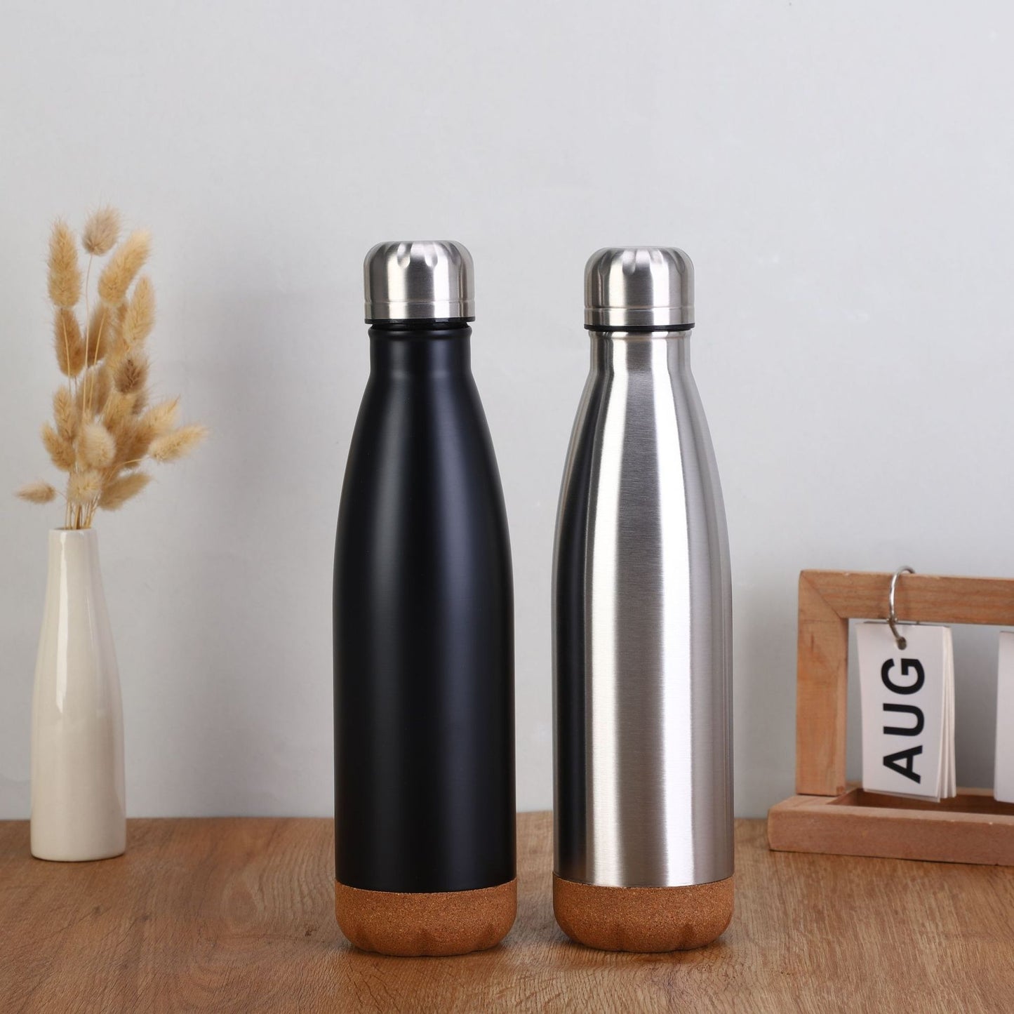 Damen stilvolle Edelstahl Isolierflasche mit Korkboden Karnz