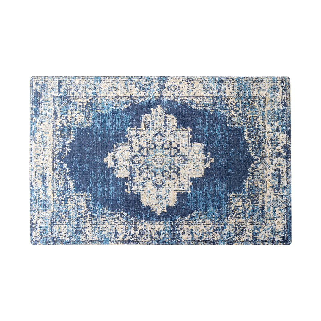 Wohnzimmer-Teppich im orientalisch-suzani Stil mit feiner Bordüre Karnz
