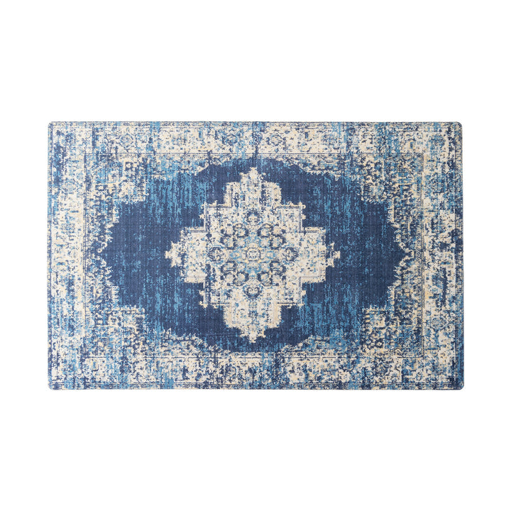 Wohnzimmer-Teppich im orientalisch-suzani Stil mit feiner Bordüre Karnz