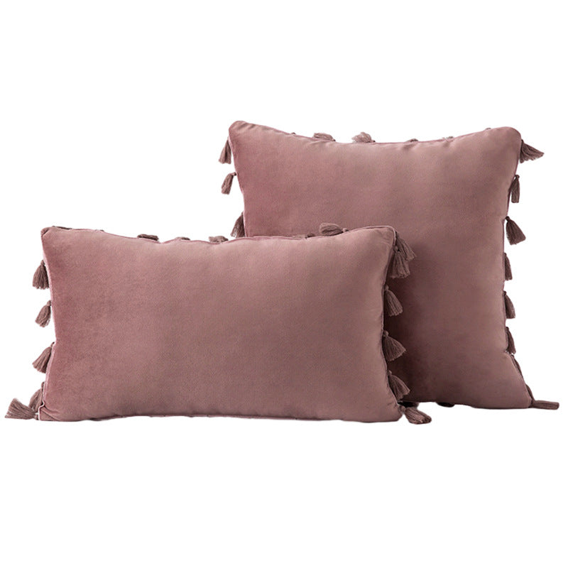 Velvet Quaste-Trim Quadrat und Lenden Dekokissen Set