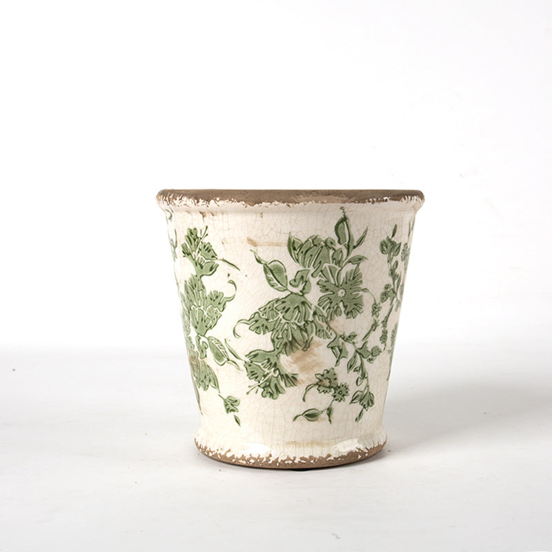Dekorativer Keramik Blumentopf mit floralem Design Karnz