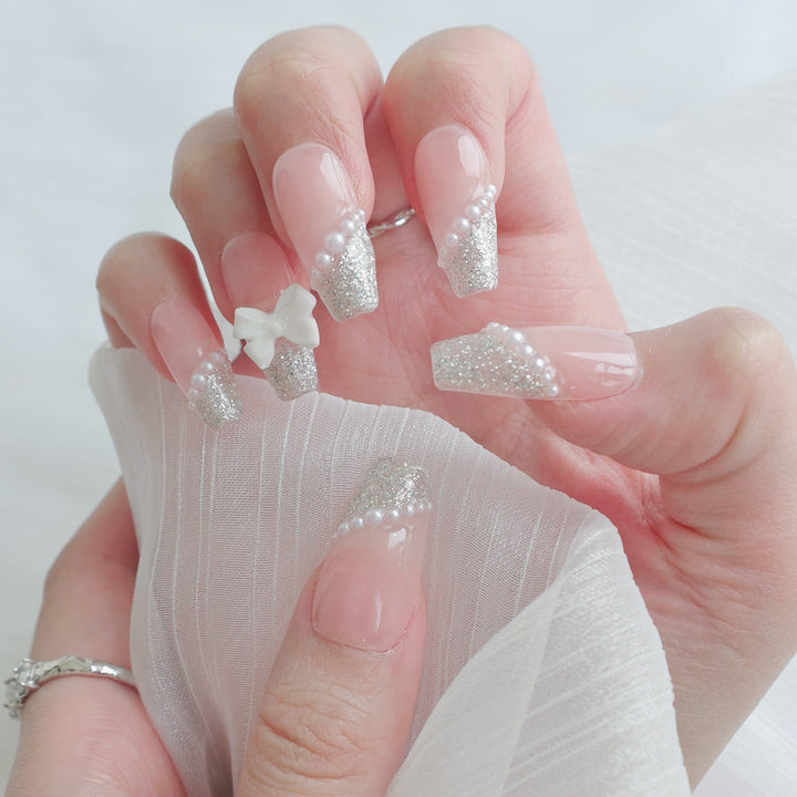 Glamouröse Glitzernde Press-On Nagelkunst Set