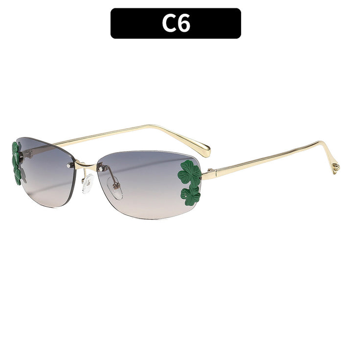 Blumige Akzent rechteckige Sonnenbrille