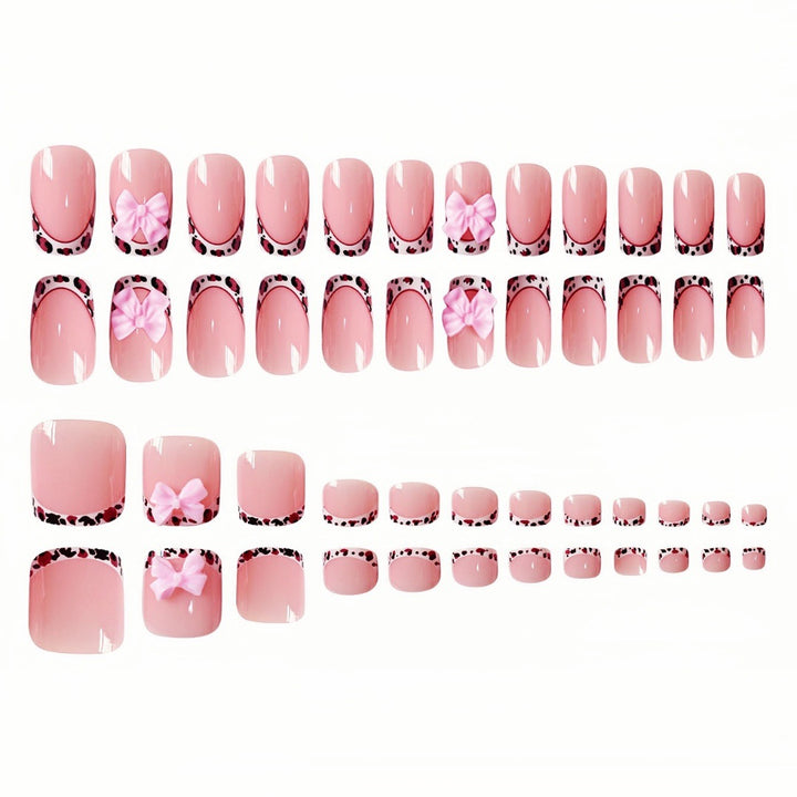 Dekoratives 3D Schleifen Press-On Nagelset Karnz