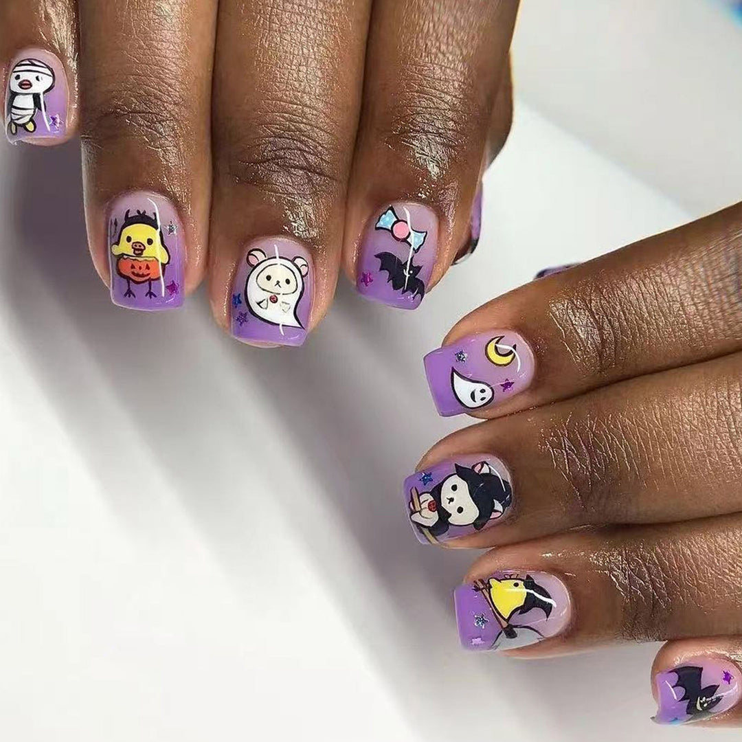 Themen Press-On Nagel Set mit Halloween-Motiven Karnz