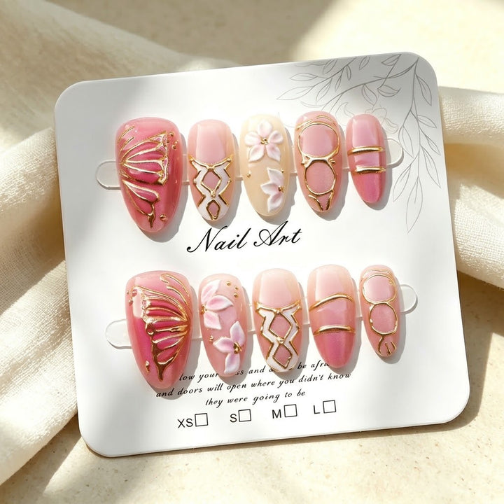 Dekoratives Floral Eleganz Press-On Nail Set