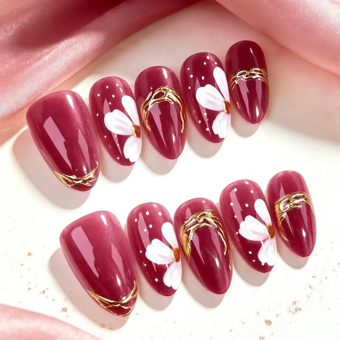 Künstlerisches Floral Press-On Nagelkunst Set