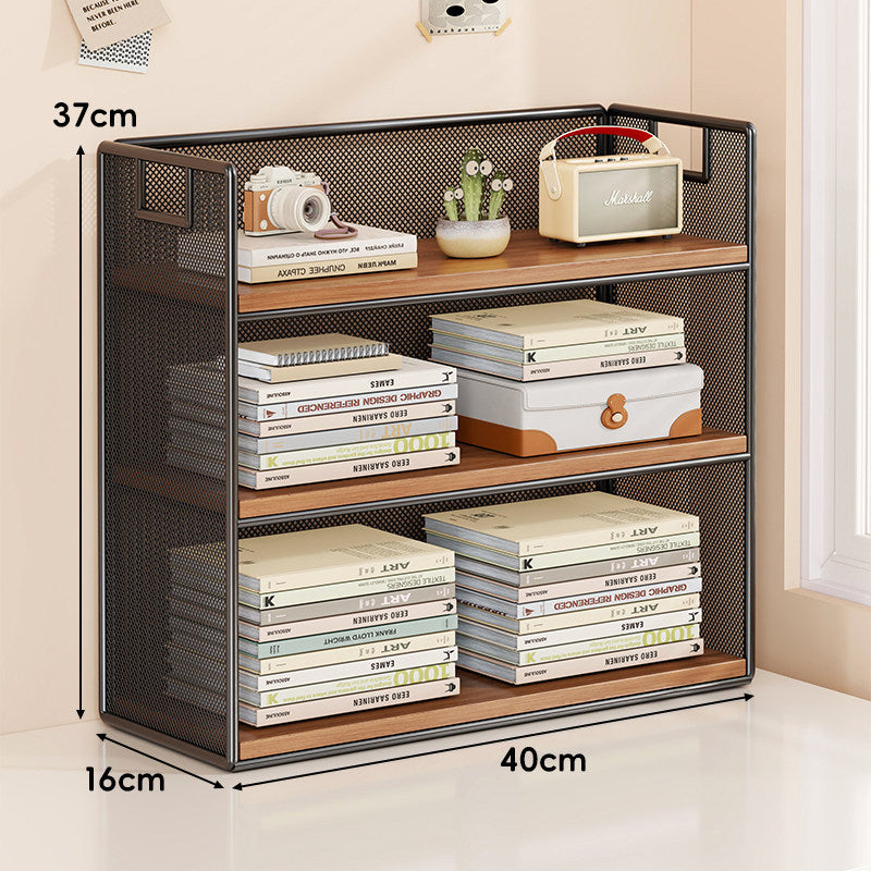 Mesh Stufiger Desktop-Organizer-Regal mit Griffausschnitten