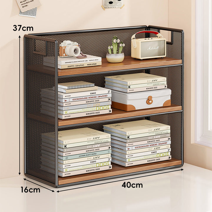Mesh Stufiger Desktop-Organizer-Regal mit Griffausschnitten