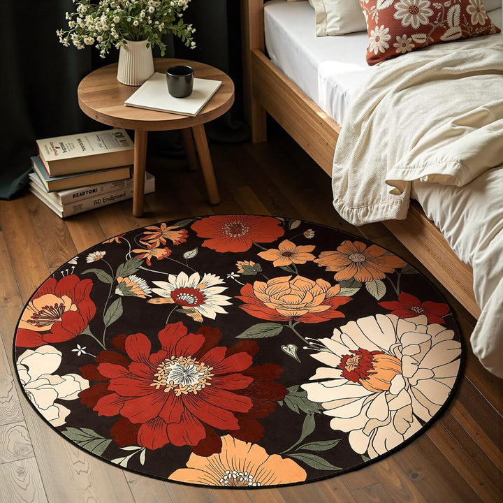 Blumenmuster runder Teppich