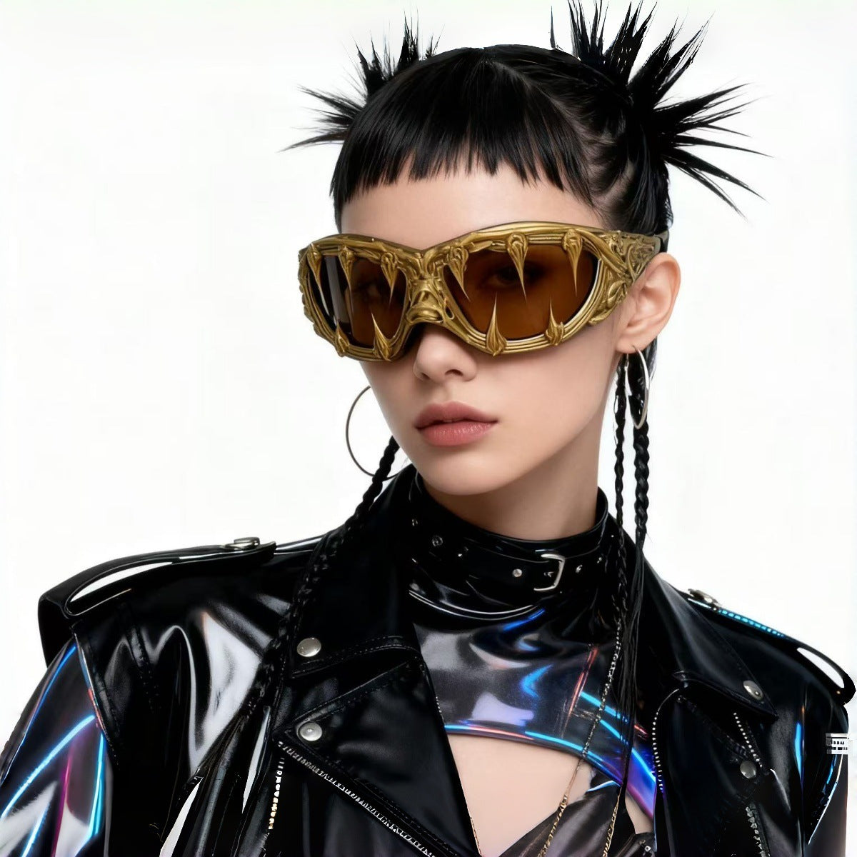 Damen Extravagante Sportsonnenbrille mit kreativ gestaltetem Rahmen Karnz