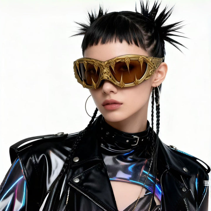 Damen Extravagante Sportsonnenbrille mit kreativ gestaltetem Rahmen Karnz