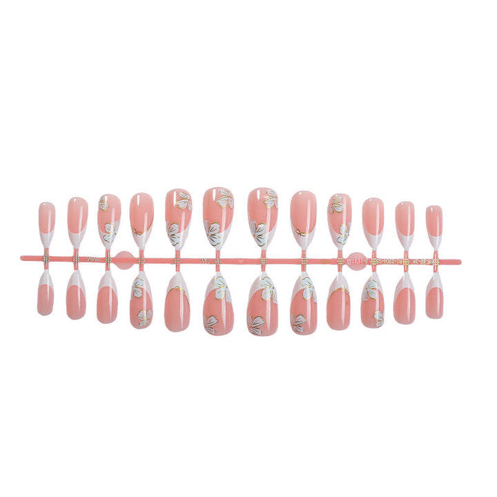 Floral Design Press-On Nail Set mit Eleganten Französischen Tipps Karnz