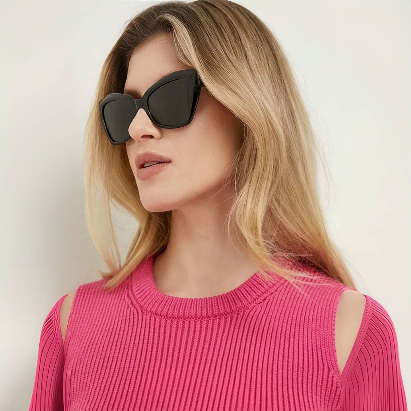 Damen Cat-Eye Sonnenbrille mit stilvollem transparentem Rahmen Karnz