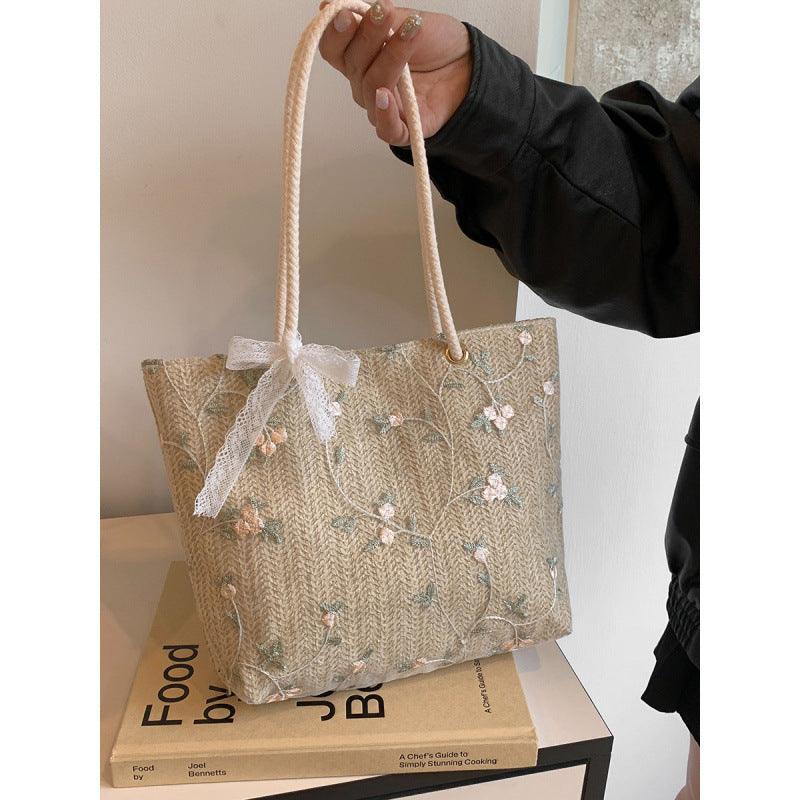WoBestickte Strohtasche Karnz