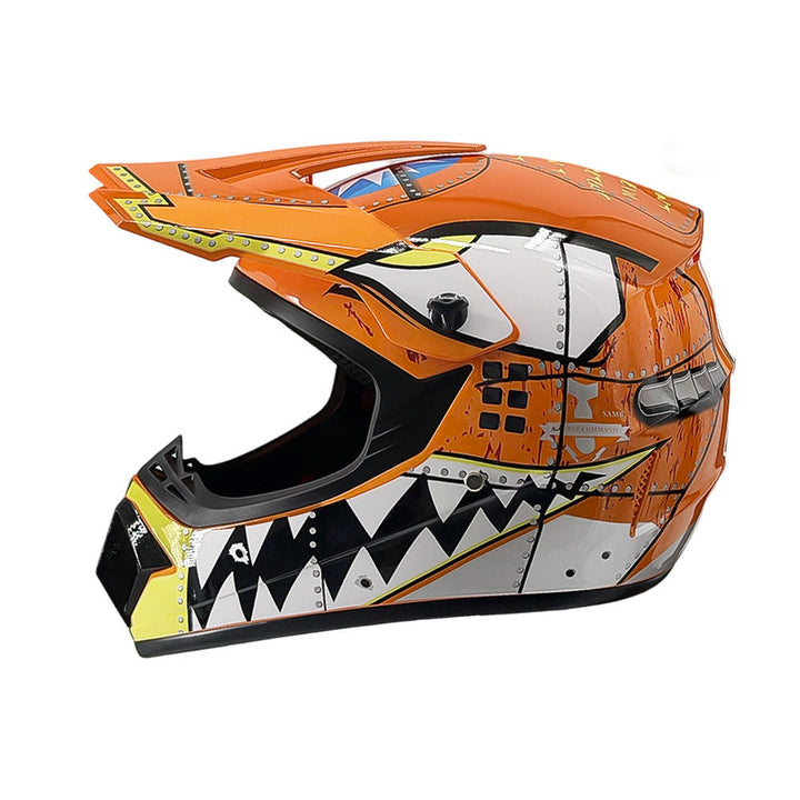 Vollgesicht-Motocross-Helm mit verlängertem Visier und verstärktem Kinnschutz Karnz