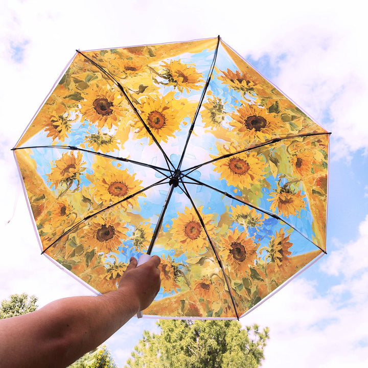 Damen Regenschirm mit lebhaftem Sonnenblumen-Motiv Karnz