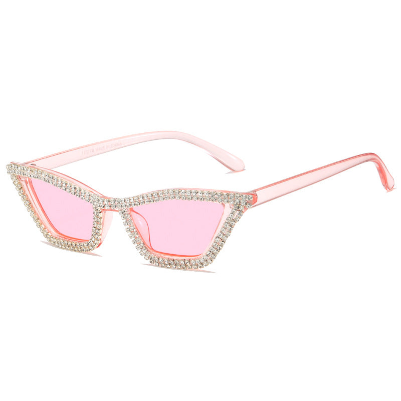 Damen extravagante Cat-Eye Sonnenbrille mit funkelndem Kristallrahmen Karnz