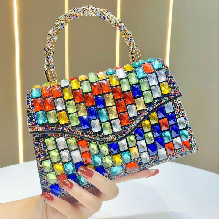 Bunte Strass Abendtasche