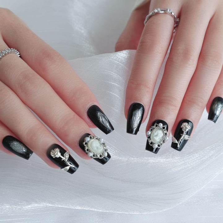 Luxus 3D Blumen Press-On Nagelset