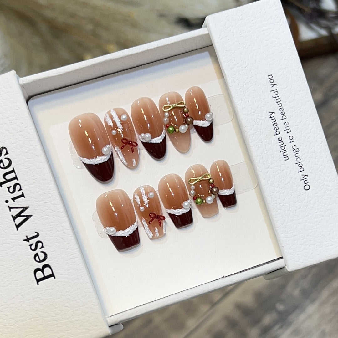 Glitzerndes Press-On Nagelkunst-Set mit Schneeflocken-Design Karnz