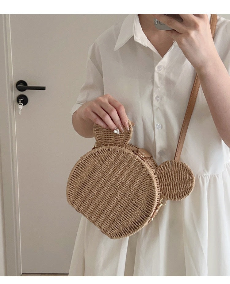 Damen Runder Korb mit Hasenohr Design Karnz