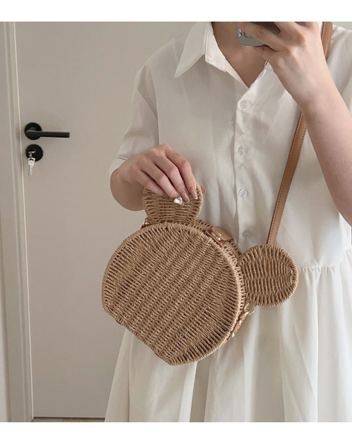 Damen Runder Korb mit Hasenohr Design Karnz