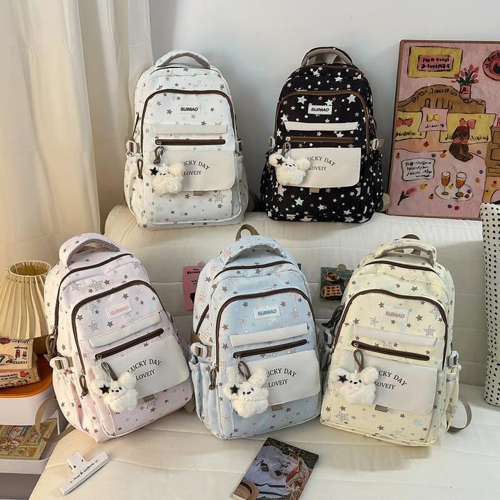 Mehrfach-Taschen Rucksack mit Plüsch Charm Karnz