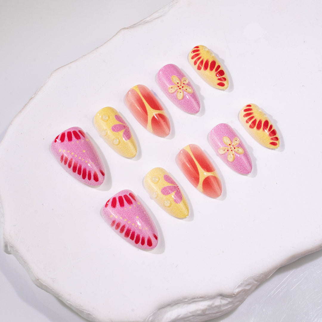 Floral Design Acryl Press-On Nagelset