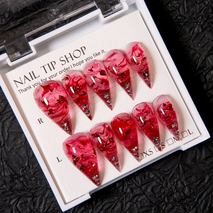 Dekoratives Stiletto Press-On Nagelkunst Set